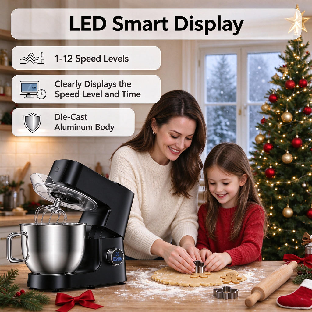 7.5QT Stand Mixer, 12 Speeds 800W Electric Kitchen Mixer with LED Display