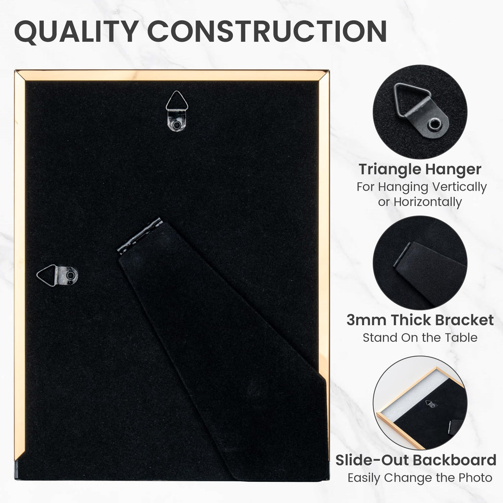 5x7 Enamel Picture Frame, Gold Edge, Navy Blue Enamel, Tabletop, 1pc