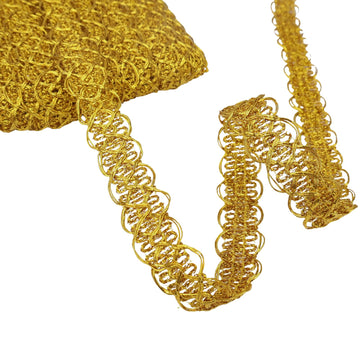 Gold Lace Trim Ribbon 18 Yards Gold Gimp Braid Scroll Braid Trim Metallic Edge Trim for Sewing, Cake, Bag, Purse