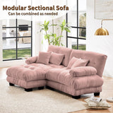 Modular Sectional Sofa Cloud Couch, Deep Seat L Shaped Couch with Ottoman, Pink Sofa Sectional Couches for Living Room