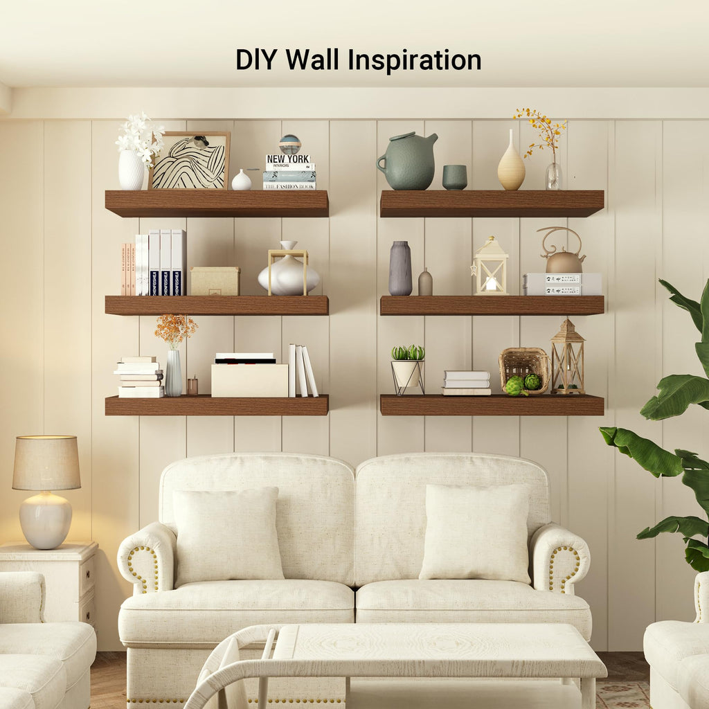 24 x 12 Deep Floating Shelves Wall Mounted Set of 1 Walnut