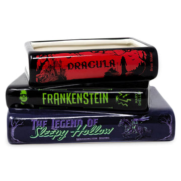 Mill & Co. Ceramic Stacked Books Planter, Gothic Halloween