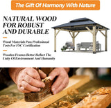 11’x13’ Outdoor Wooden Gazebo - Patio Galvanized Steel Gazebo with Double Vented Roof