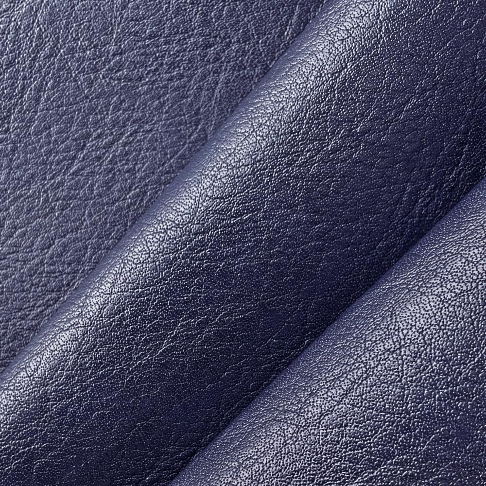 Dark Blue Faux Leather Fabric by Separated Yard, for Crafts, Soft Grain Upholstery Fabric, 36"x54"