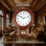 Traditional Schoolhouse Solid Wood Pendulum Wall Clock Chimes Hourly with Westminster Melody Chime Made in Taiwan (Dark Wood...