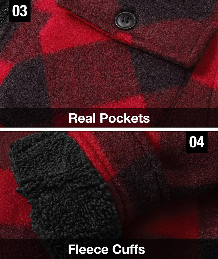 Boys Girls Flannel Fleece Jackets Sherpa Lined Hoodies