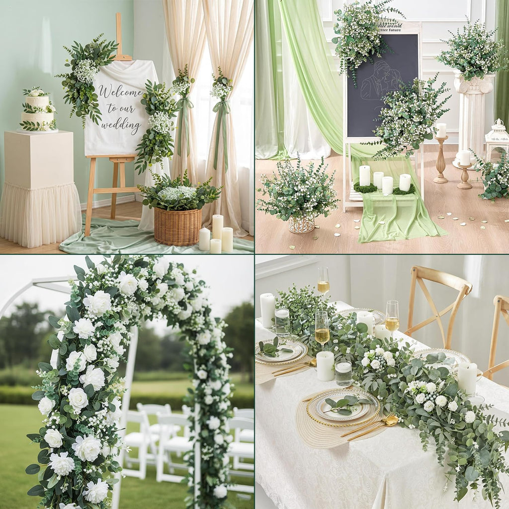 100 Pcs Mixed Eucalyptus Stems, Artificial Greenery for Vase
