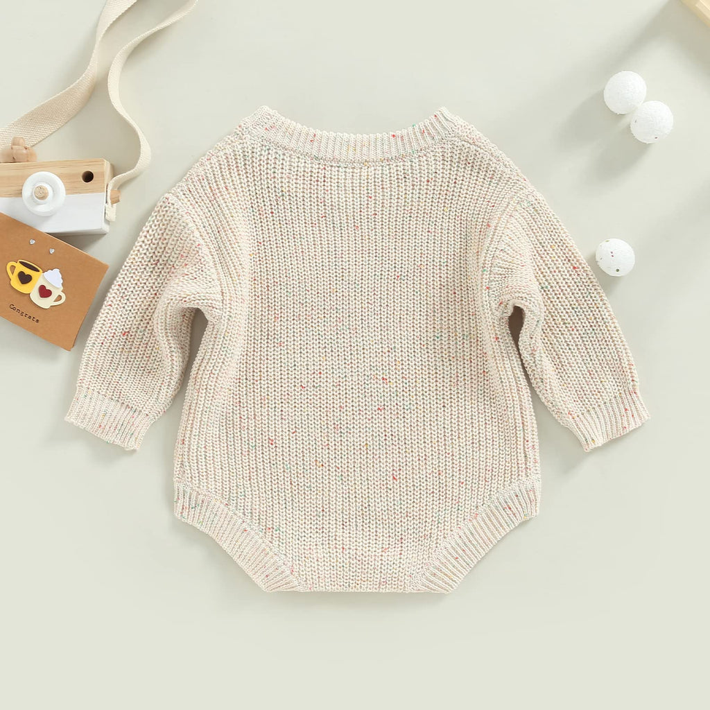 Baby Girl Boy Sweater Knit Oversized Pullover Sweatshirt Romper Bodysuit Warm Fall Winter Clothes Outfit Newborn