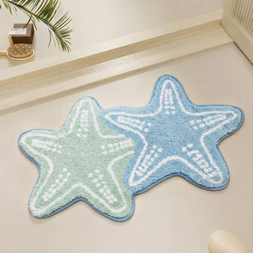 Beach Starfish Bathroom Rug Soft & Absorbent Starfish Shaped Mats