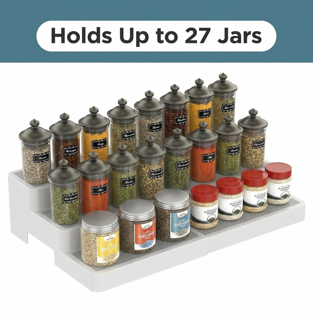 Expandable Spice Rack Organizer for Cabinet (2 Pack), 3-Tier Tiered Spice Shelf Organizer with Non-Skid Surface