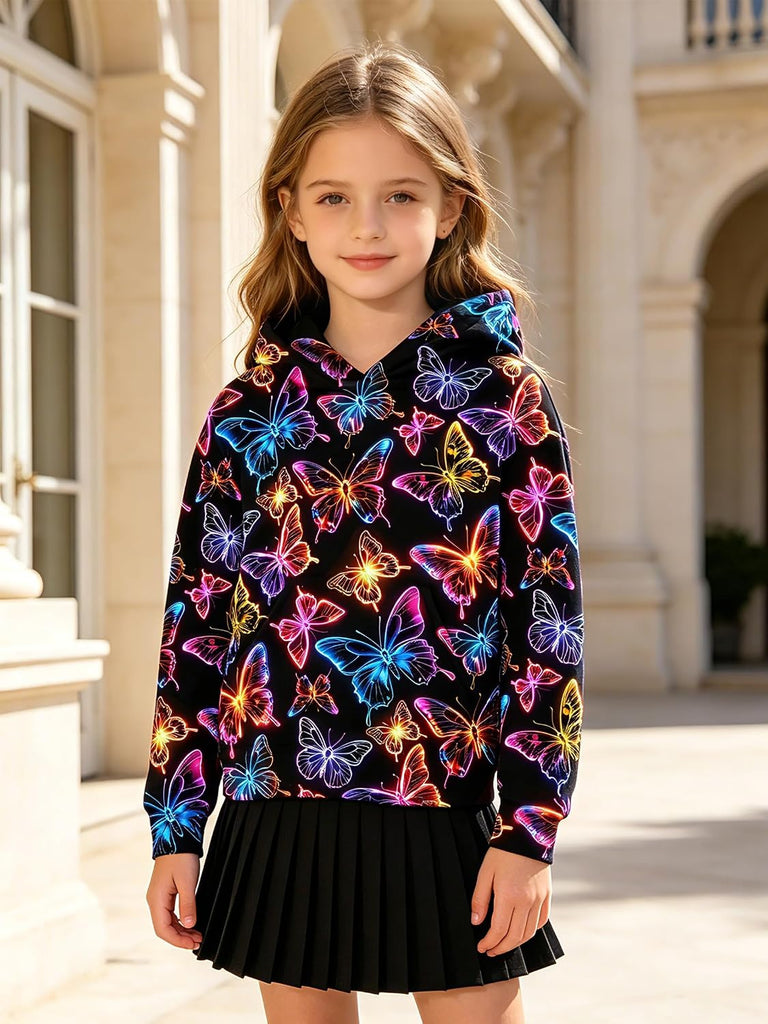 Girls Graphic Hoodie, Long Sleeve Hooded Sweatshirt