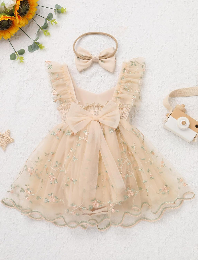 Baby Flower Girl Dress, Lace Romper for Birthday Baptism Dresses