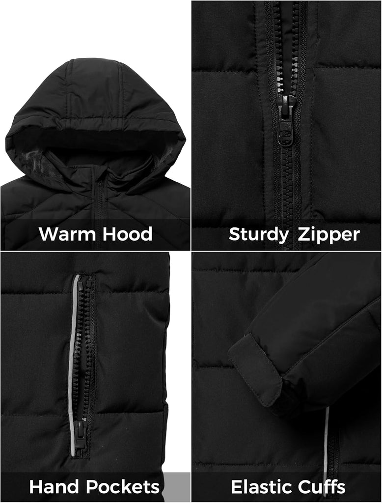 Boys' Puffer Jacket Soft Fleece Lined Winter Coat Outerwear Jacket