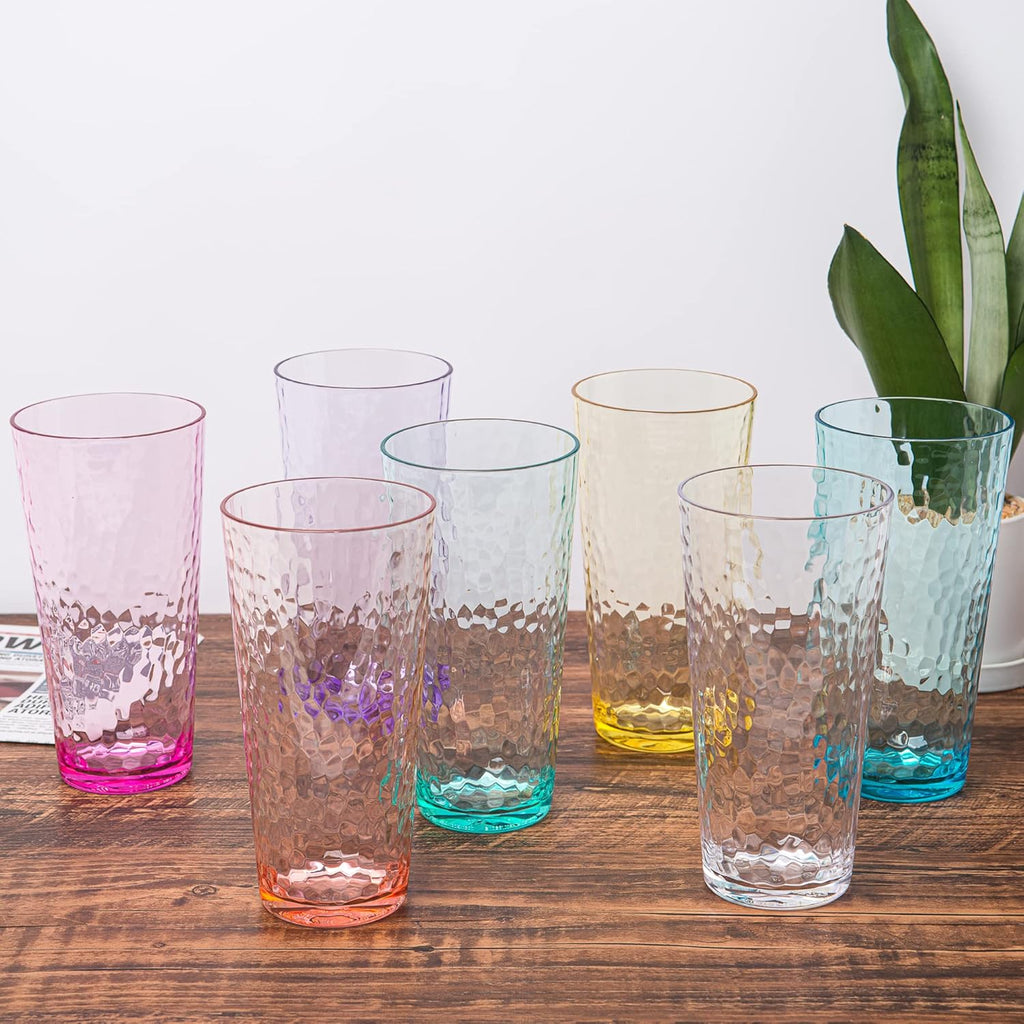 26-ounce Acrylic Highball Glasses Plastic Tumbler Larger Drinking Glasses, set of 6 Multicolor