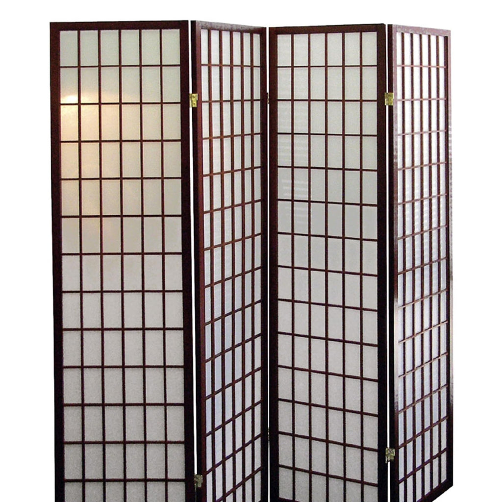 70" Tall 4-Panel Folding Room Divider, Japanese Style Privacy Screen