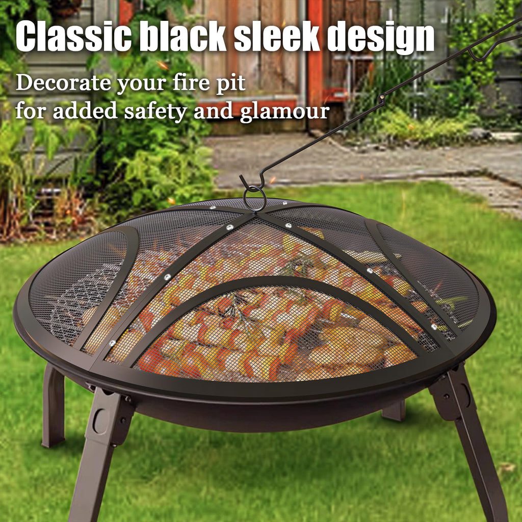 ARC Fire Pit Spark Screen, 40 Inch with Handle & Poker