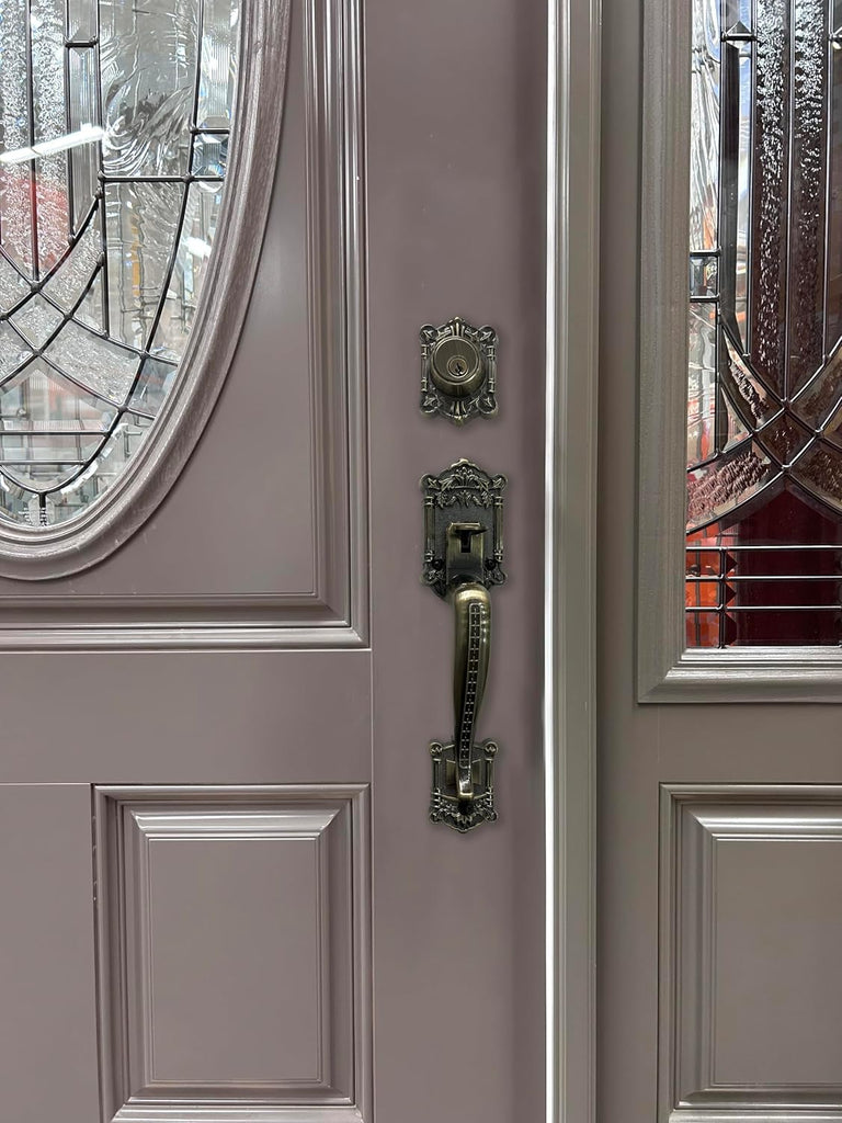 Zita_G Single Front Door Hardware Set, Heavy Duty Entry Door Lock Set with Exterior and Interior Grip Handles and - Door Handleset
