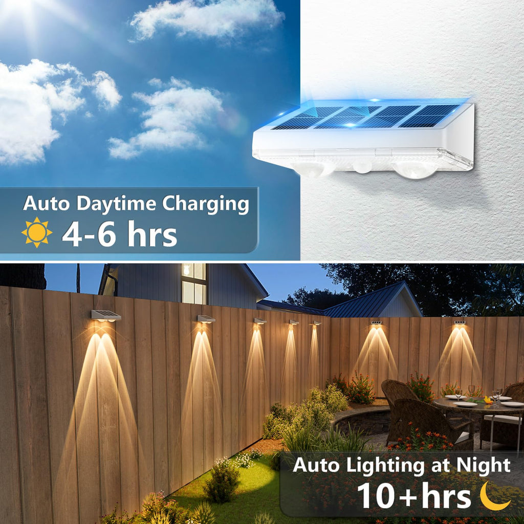 Solar Fence Lights, 16 Pack Solars Deck Light, Warm White Color, Outdoor Bulb Waterproof Led IP65, Power Patio Lamp with
