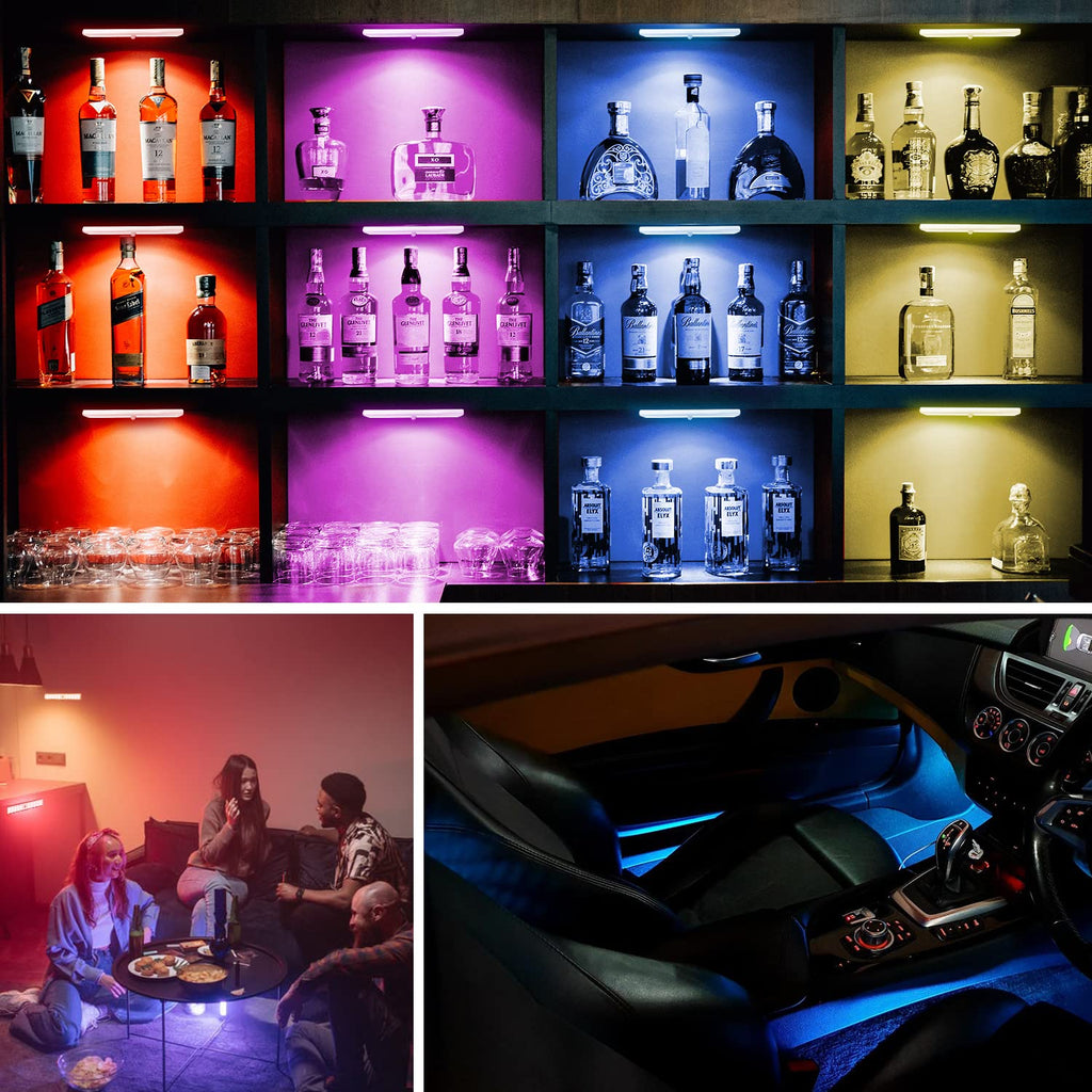 48 LED Under Cabinet Lighting Wireless, 15 Colors Changeable Rechargeable RGB Under Cabinet Lights Remote Control