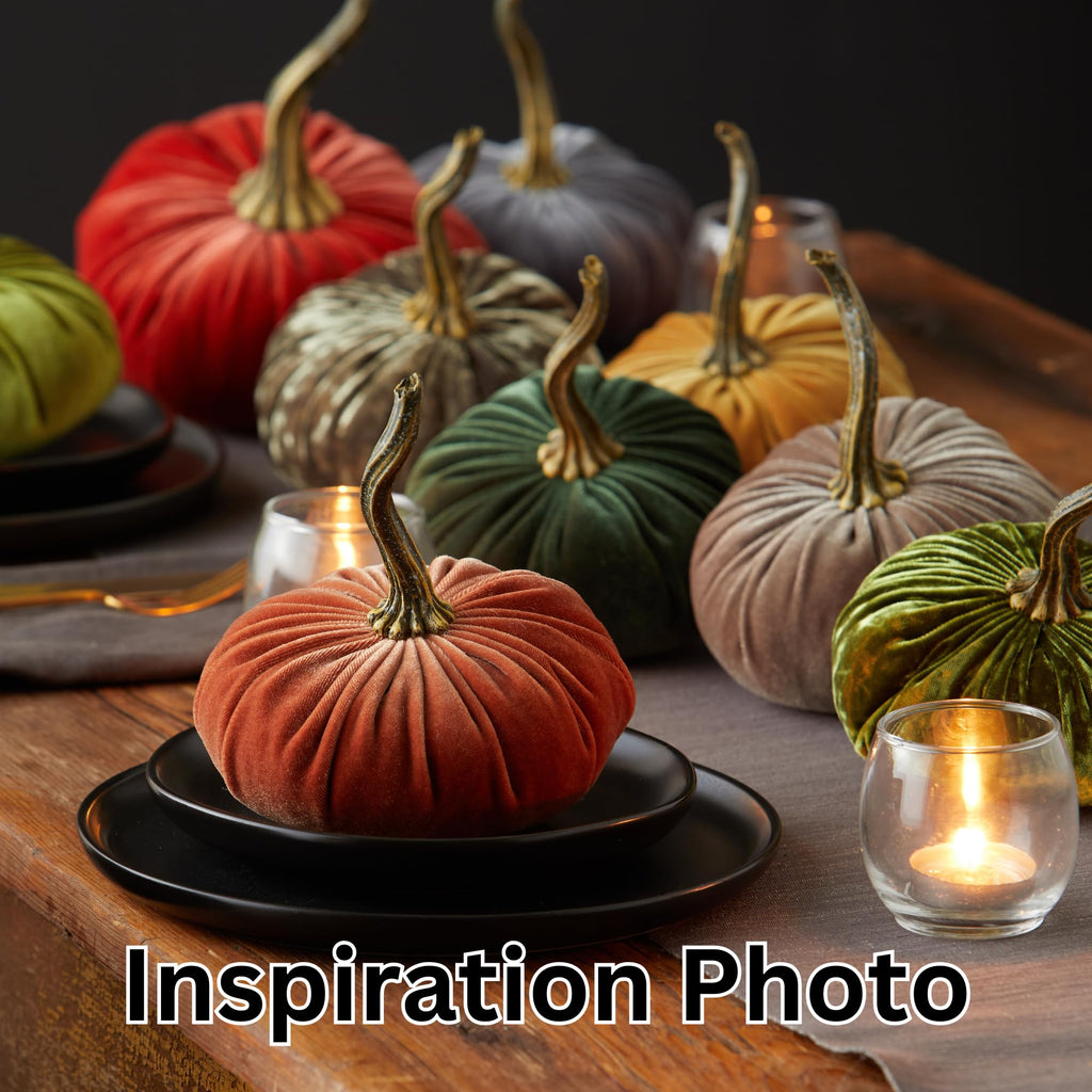 Set of 3 Small Velvet Pumpkins, classic fall pumpkin decor, hygge home, cozy fall vibe, Thanksgiving tablescape, fall
