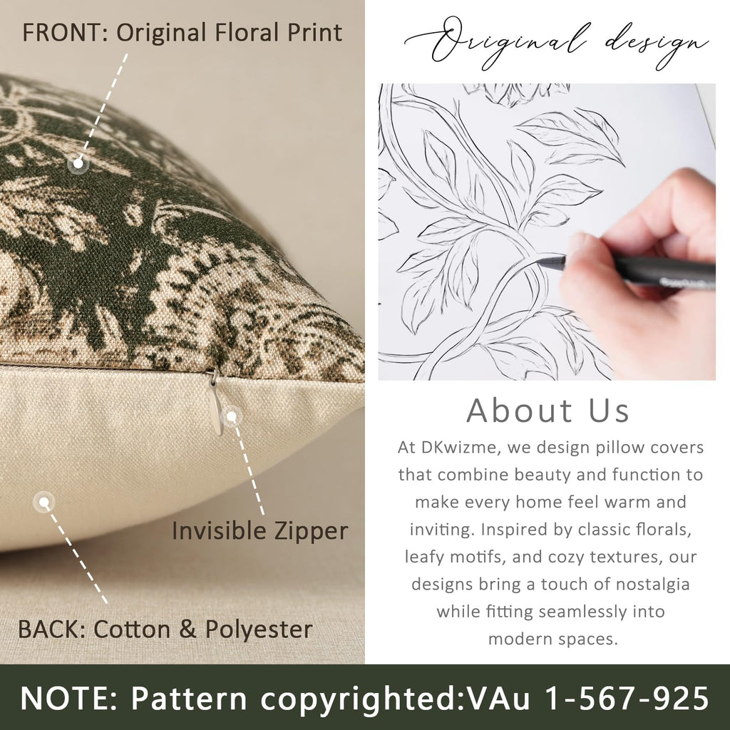 Christmas Pillow Covers 26x26 Set of 2 Printed Floral Throw Pillows Farmhouse Pillow Cases Vintage Decorative Cushion