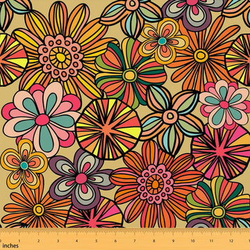 Boho Style Fabric by The Yard Retro Watercolor Flowers Rustic Plant Home DIY Fabric by The Yard Tribal Abstract