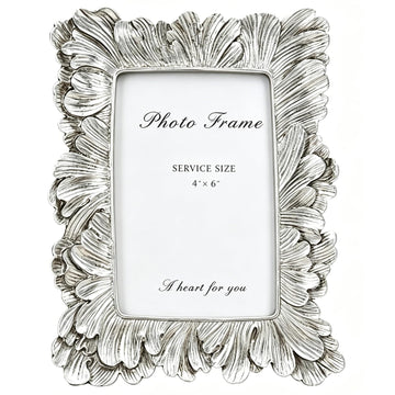 4x6 Picture Frame, Antique Silver Picture Frames Ginkgo Leaf Resin Rectangular Wabi Sabi Farmhouse Decor