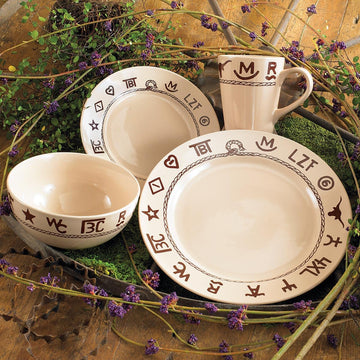 Cattle Branded Dinnerware Set 10.5"Dia.