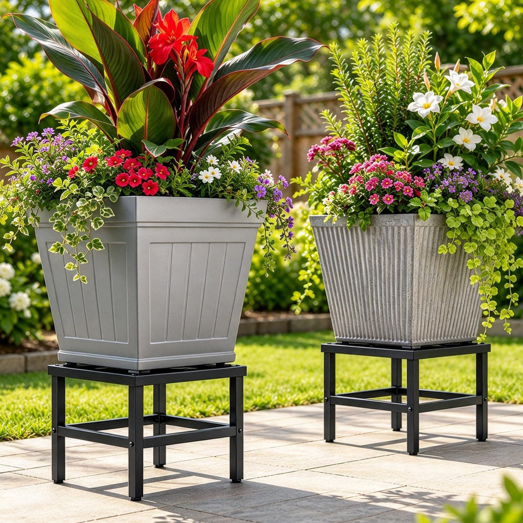 Plant Stand Indoor Outdoor, 2 Pcs Heavy Duty Plant Stands Metal Pedestal Stand for Indoor Outdoor, Wrought Iron