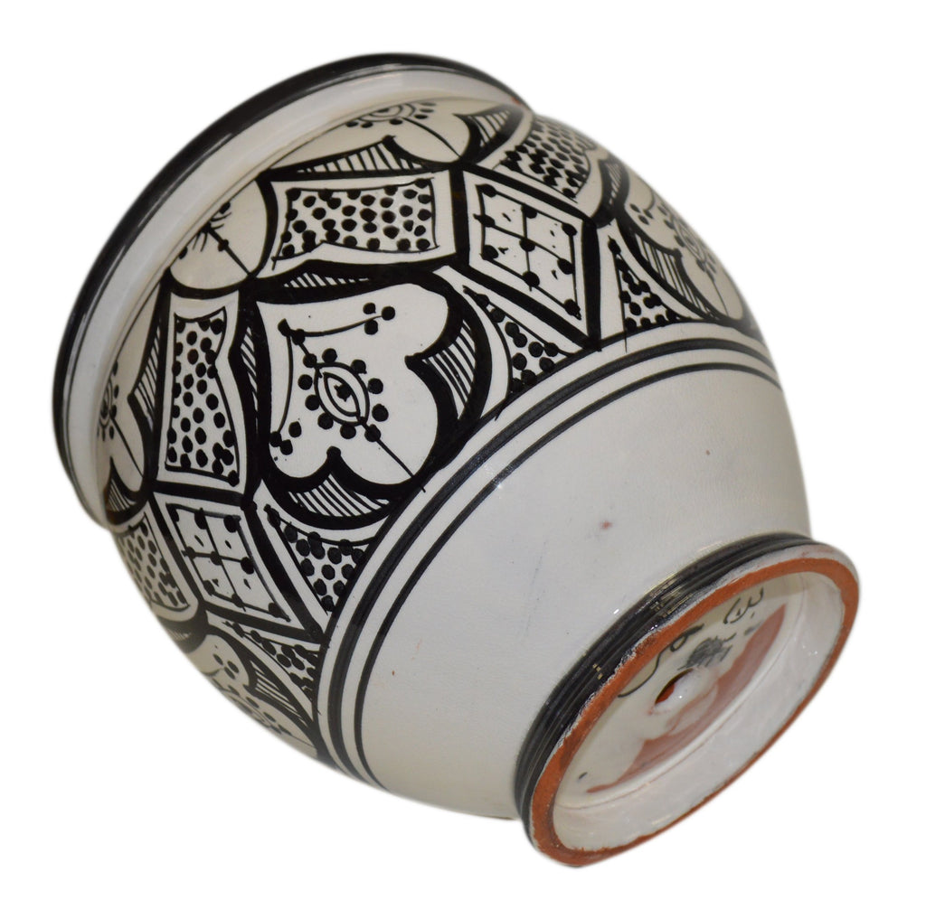 Handmade Ceramic Flower Pot Moroccan Indoor Outdoor Mediterranean Spanish Style Garden Drain Hole Planter White &