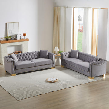 6 Seat Chesterfield Sofa, Upholstered 3+3 Seat Couch