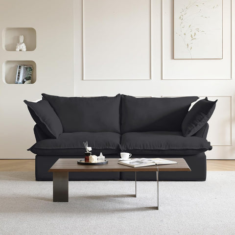 Modern Couch for Living Room, Love Seat Modular Sectional Sofa, Cushion Covers Removable, Comfy Convertible Sectional Couches, Two Corners Sofa for Living Room Bedroom Office Apartment (Black) A124-B0CLZJR2QS