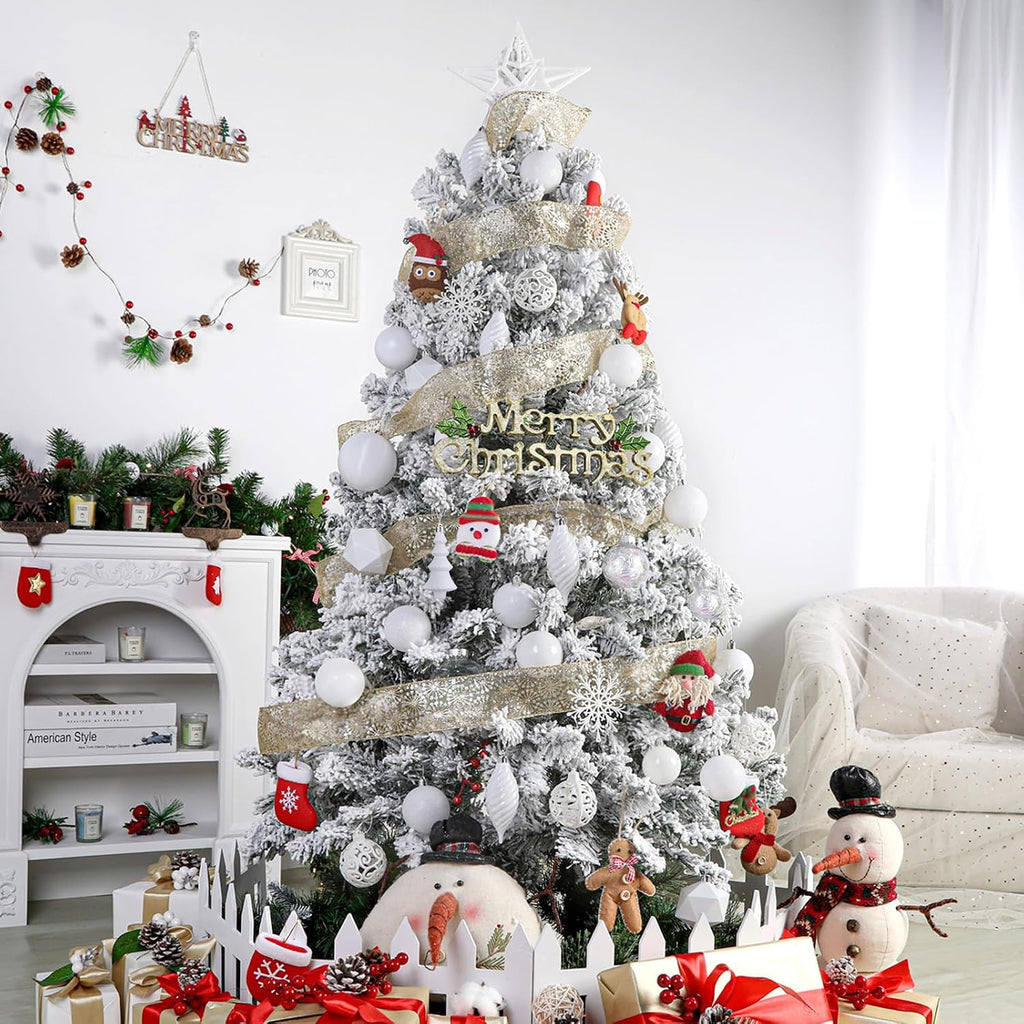 Christmas Tree Decorations Ornaments Set, Shatterproof Plastic Baubles Decorative Balls Decor Holiday Wedding - Set of 100