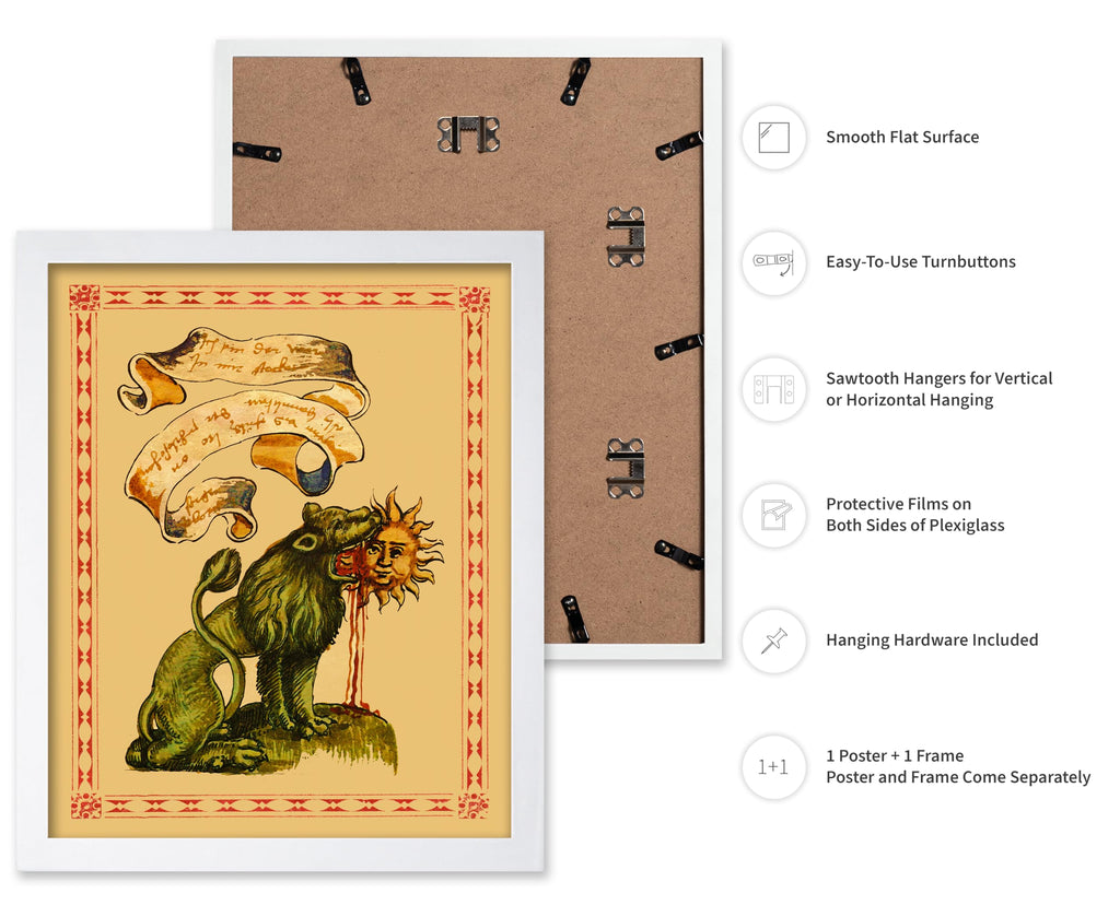Vintage Poster - Retro Green Lion Devouring The Sun Print - Hermetic Art - Mythology Art - Gift for Men & Women