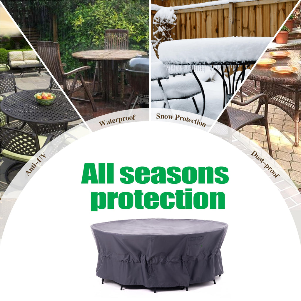 Round Patio/Outdoor Furniture Covers, Grey, 84"Dia x 31"H