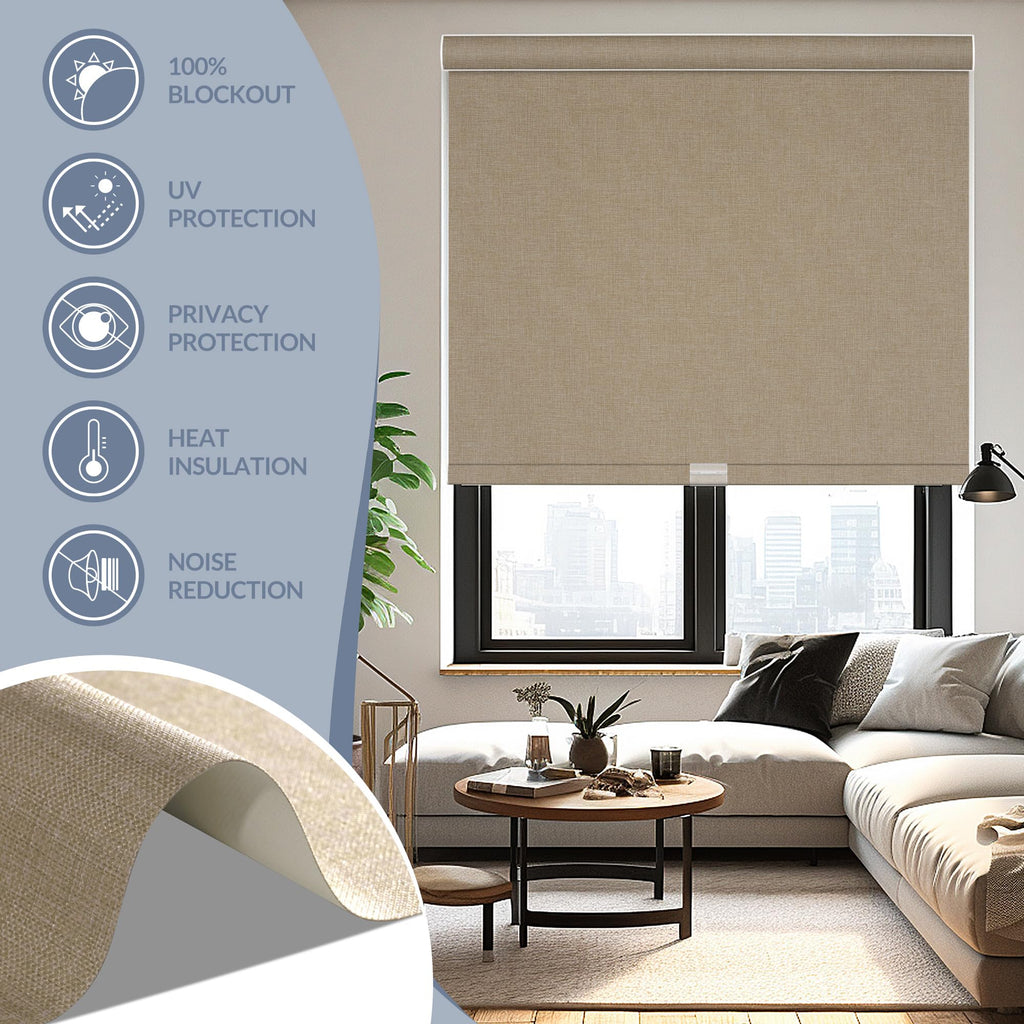 Motorized Roller Blinds - 100% Blackout Smart Electric Shades with Remote, Compatible with Alexa/Google Home/HomeKit