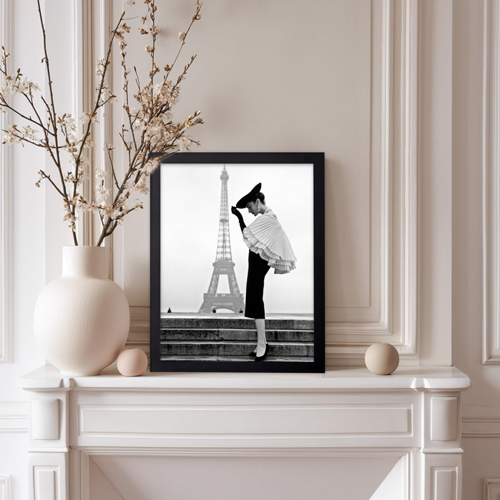 Master Eiffel Tower Poster - Paris Print - Fashion Illustration - Elegant Woman Design - Photography Graphic - Black