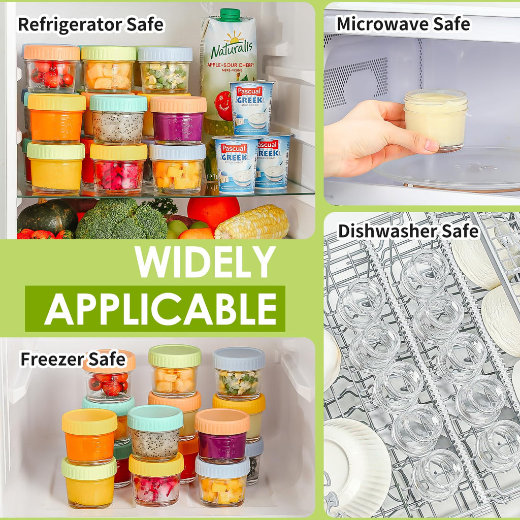 20 pcs Baby Food Storage Containers 4 Oz Small Glass Jars with Lids