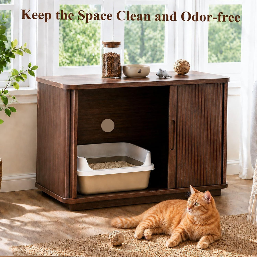 31.5" Litter Box Enclosure, Hidden Cat Furniture Cabinet