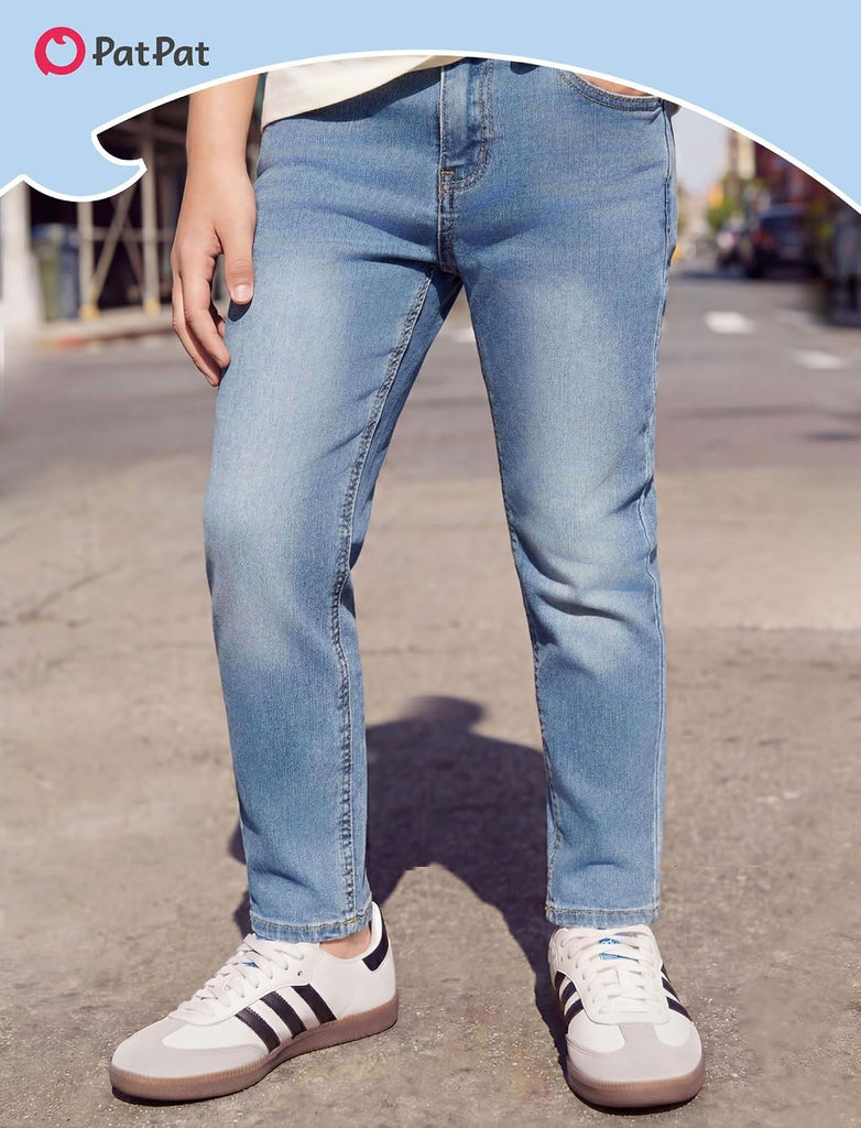 Classic Boys Jeans, High Cotton Content Straight Leg Jeans for Boys