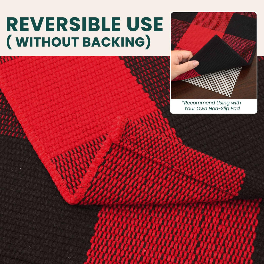 Buffalo Plaid Rug Christmas Runners s, Red Black