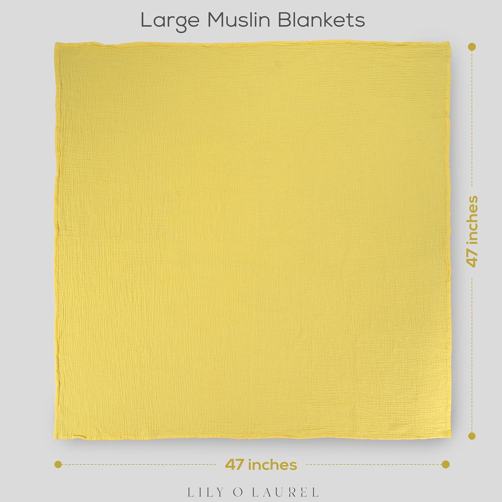 Muslin Swaddle Baby Blanket for Boys and Girls, 100% Cotton, Swaddles for Newborns, 47"x47", Soft Breathable Skin