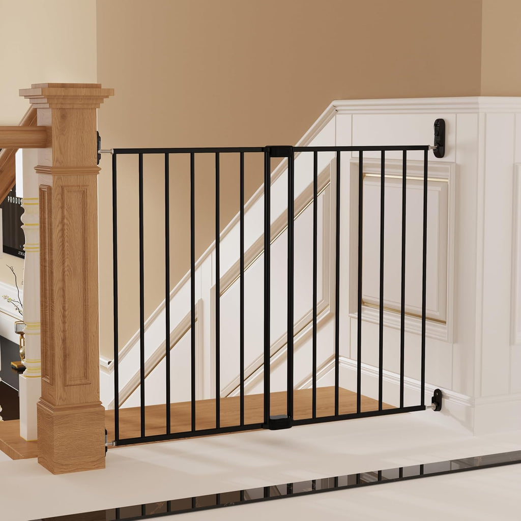 Adjustable Baby Safety Swing Gate, Hardware-Mounted Metal Gate for Stairs and Doorways, Secure Latch for Kids