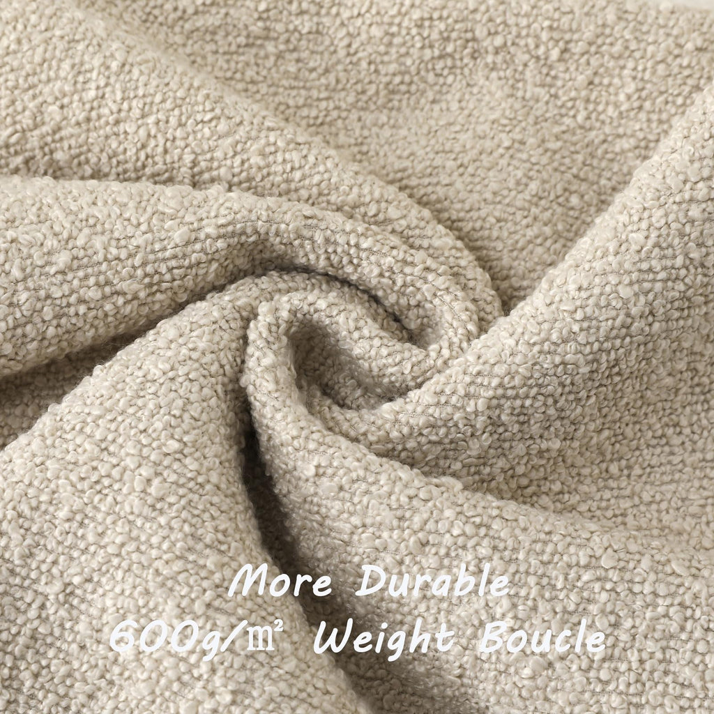 Pack of 2 Boucle Textured Throw Pillow Covers 18x18 Inch, Beige