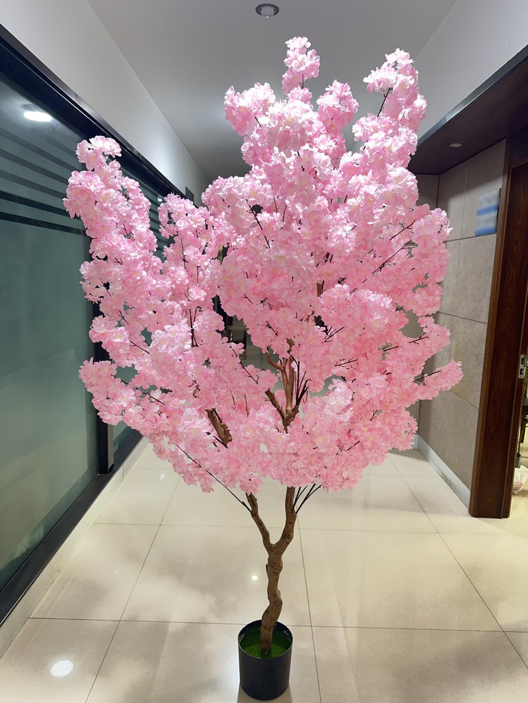Cherry Blossom Tree 7ft, Pink Artificial Cherry Tree Fake Pink Tree for Wedding Party Home Living Room Decor