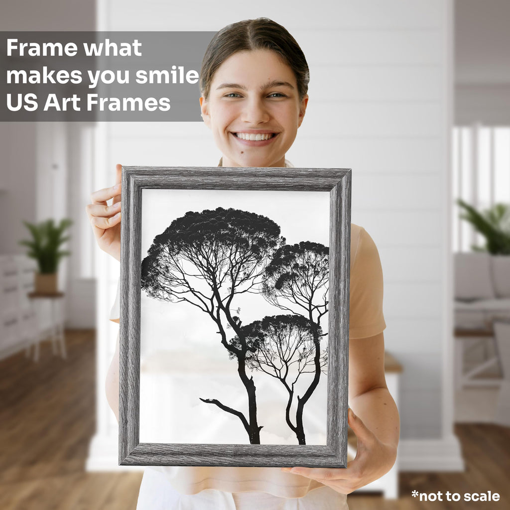 Barnwood Gray A6 Picture Frame .75" Inch Wide - Handmade American Solid Wood Picture Frames with Preinstalled Hangers
