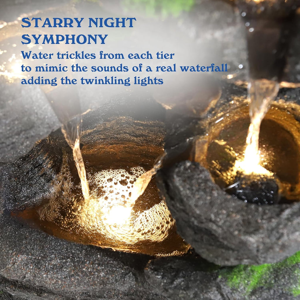 40''H Outdoor Water Fountain - Garden Rock Waterfall Fountains