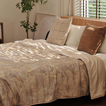 Tencel Silk Comforter for Summer (Marble Flow, Twin)