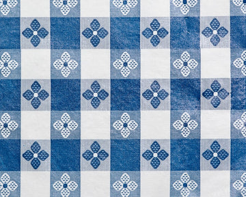 54 Inch Vinyl Tavern Check Fabric with Non Woven Flannel Back (Blue)
