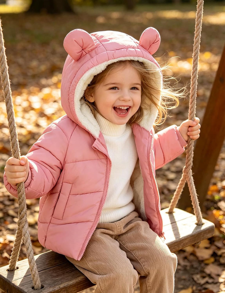 Toddler Girls Boys Winter Teddy Coat - Kids Fleece Jacket with Hood
